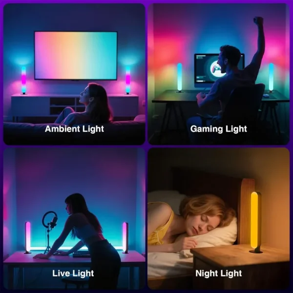 Smart RGB Desktop LED Ambient Light Bar – Music Rhythm Sync, Bluetooth App & Button Control for Gaming Room, Bedroom & Desk Decoration