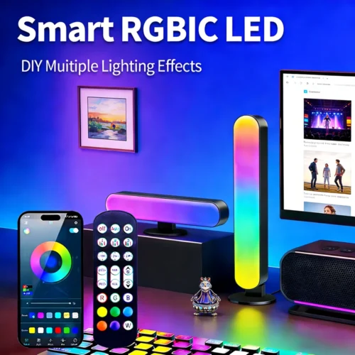 Smart RGBIC LED Strip Lights USB 1-2 Split Kit – Dynamic Color Changing, Music Sync, Remote Control for Bedroom, Gaming Setup, TV Backlight & Party Decoration