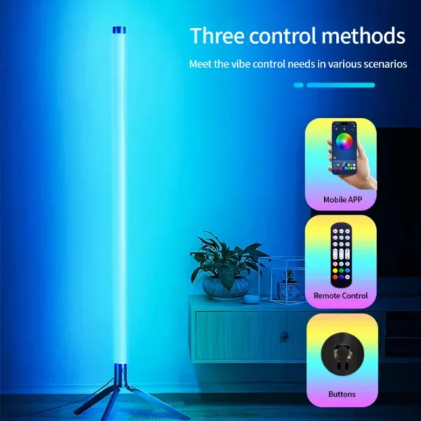 Smart RGB LED Floor Lamp Ambient Light with App & Remote Control – 180°/360° Color Changing, Multi-Shape Modern Lighting for Living Room