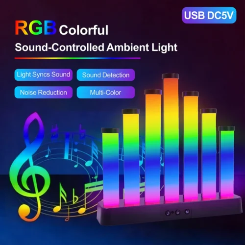 USB 5V WS2812 RGB LED Light Bars – Sound Reactive Music Sync Ambient Light Strips for Gaming Desk, Room Scene & Decorative Lighting