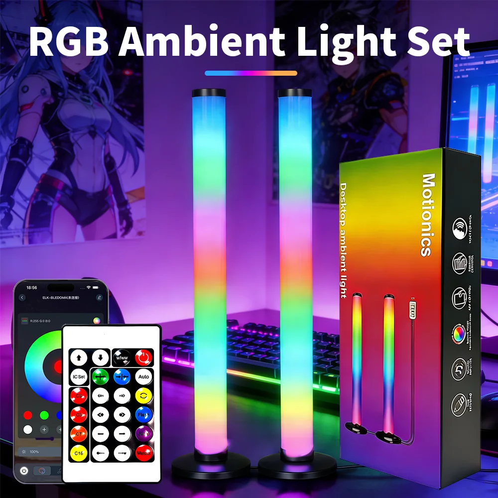 25CM Smart RGB LED Ambient Light Bar USB Powered – Bluetooth App Control, Sound Activated Music Sync Lighting for Gaming PC, Desktop & Party