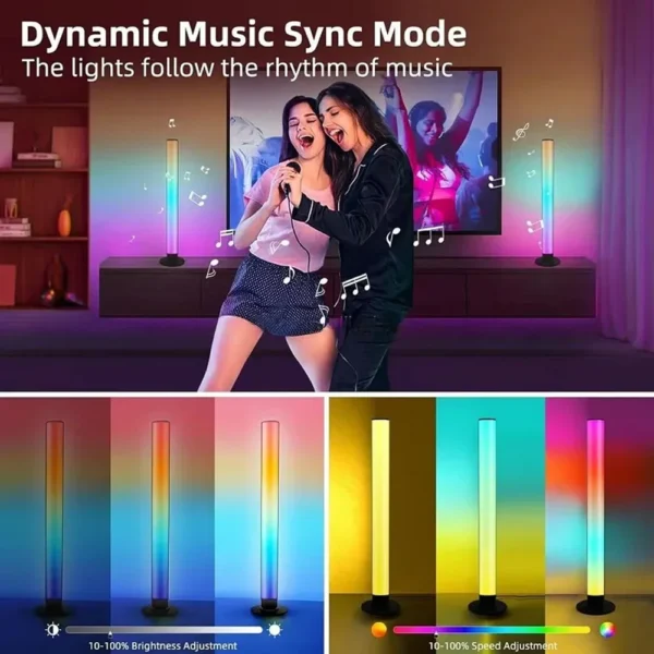 Smart RGB LED Floor Lamp Dual Use – App & Remote Control, Music Rhythm Sync Color Changing Ambient Light for Gaming Setup, Bedroom & Home Decoration