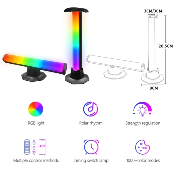Smart RGB LED Desktop Strip Light USB Powered – App & Remote Control, Sound Reactive Music Sync Ambient Light for Bedroom, Living Room & Gaming Setup