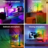 Smart RGB LED Floor Lamp Dual Use – App & Remote Control, Music Rhythm Sync Color Changing Ambient Light for Gaming Setup, Bedroom & Home Decoration