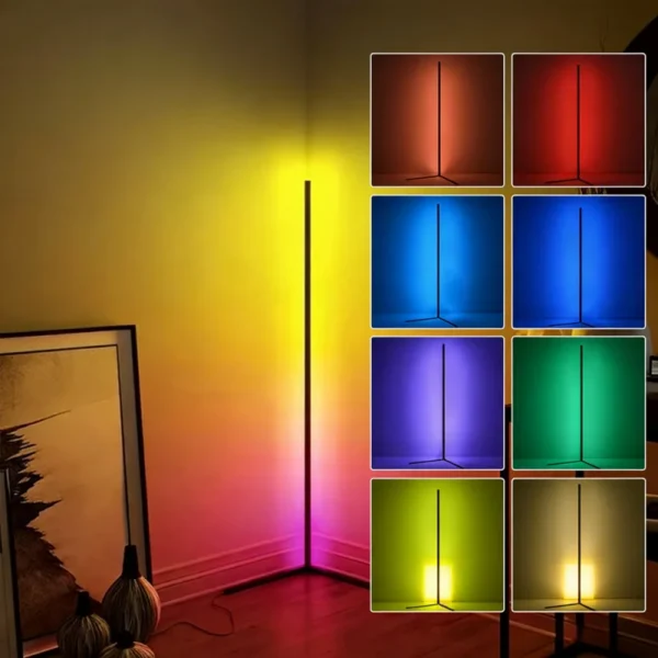 Smart RGB LED Floor Lamp Ambient Light with App & Remote Control – 180°/360° Color Changing, Multi-Shape Modern Lighting for Living Room