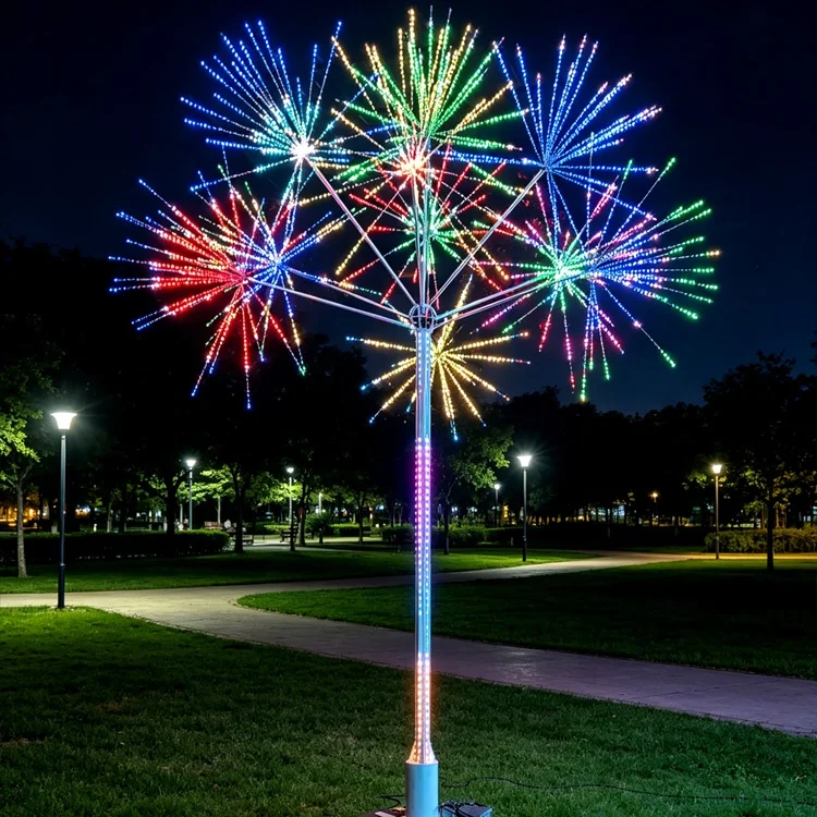Custom LED Firework Christmas Light | IP65 Waterproof Metal Outdoor Holiday Decor with APP Control