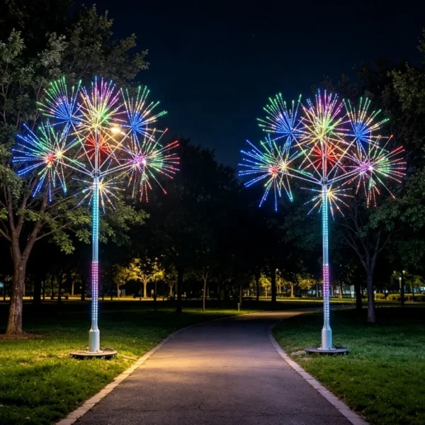 Custom LED Firework Christmas Light | IP65 Waterproof Metal Outdoor Holiday Decor with APP Control