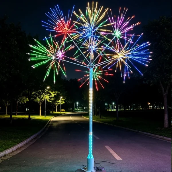 Custom LED Firework Christmas Light | IP65 Waterproof Metal Outdoor Holiday Decor with APP Control