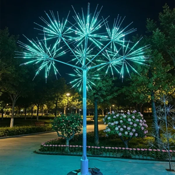 Custom LED Firework Christmas Light | IP65 Waterproof Metal Outdoor Holiday Decor with APP Control