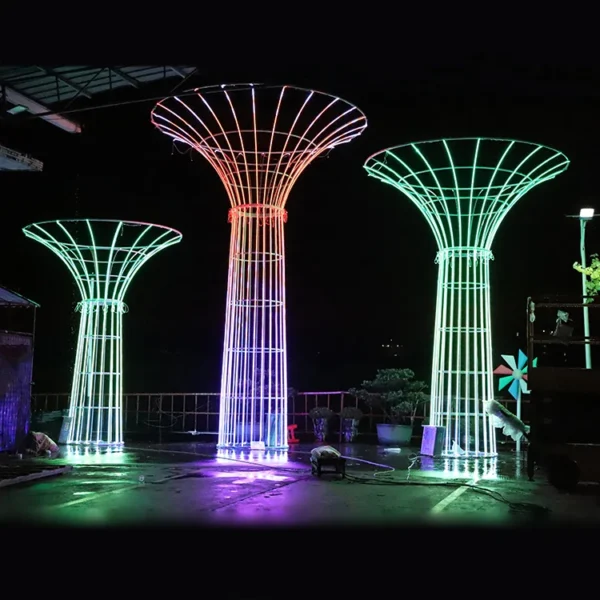 Custom Outdoor 3D LED Tower Tree Light | IP65 Waterproof Christmas Holiday Decoration | Cultural Tourism & Festival Motif Lighting