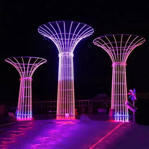 Custom Outdoor 3D LED Tower Tree Light | IP65 Waterproof Christmas Holiday Decoration | Cultural Tourism & Festival Motif Lighting