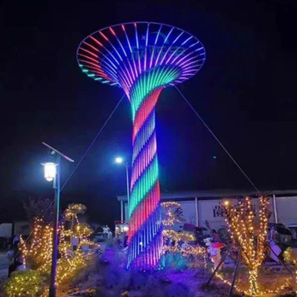 Outdoor RGB 3D LED Tower Sculpture Motif Light Waterproof Color-Changing Decorative Lighting for Holiday & Landscape Projects Outdoor RGB 3D LED Tower Sculpture Motif Light Waterproof Color-Changing Decorative Lighting for Holiday & Landscape Projects