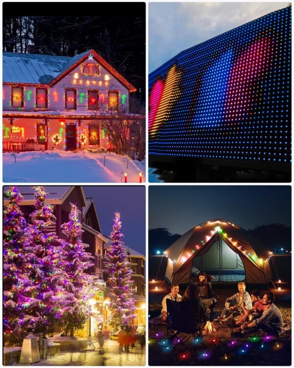 ALITOVE 12V WS2811 RGB LED Pixel String Lights – 50 LEDs, 12mm Waterproof Addressable Bullet Pixels, IP68