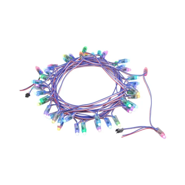 ALITOVE 12V WS2811 RGB LED Pixel String Lights – 50 LEDs, 12mm Waterproof Addressable Bullet Pixels, IP68