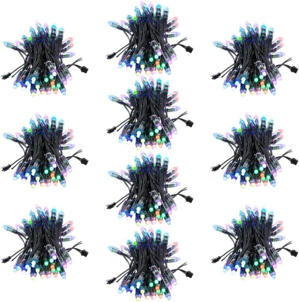 ALITOVE WS2811 RGB LED Pixel Lights – 500pcs, DC 5V, 12mm Individually Addressable Waterproof Bullet Pixels, IP68