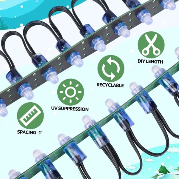 Pushglossy 50M (164FT) LED Pixel Mounting Strip – BlackGreen, 12mm RGB Nodes