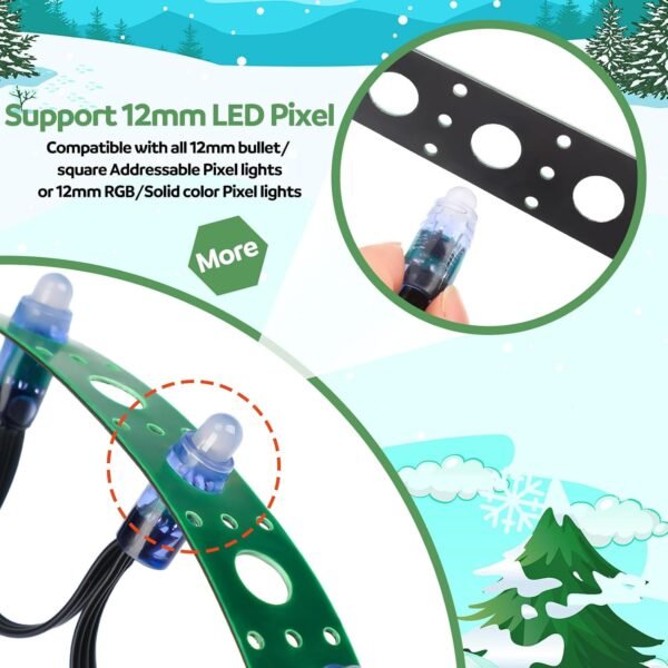 Pushglossy 50M (164FT) LED Pixel Mounting Strip – BlackGreen, 12mm RGB Nodes